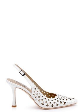 NWOT Badgley Mischka White Heart-Cutout Slingback Pump size 6.5